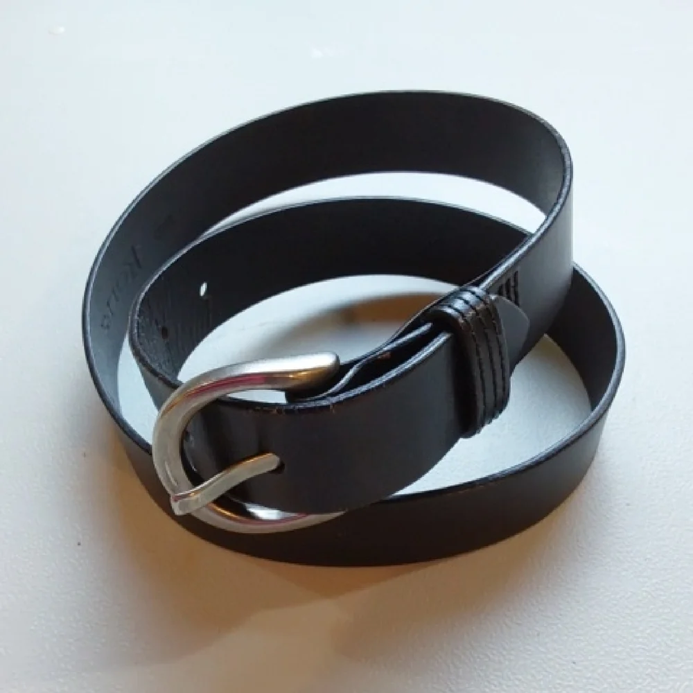 Rolf's| Classic Black Premium Leather Womens Belt Silver Buckle Minimalist Sz.M